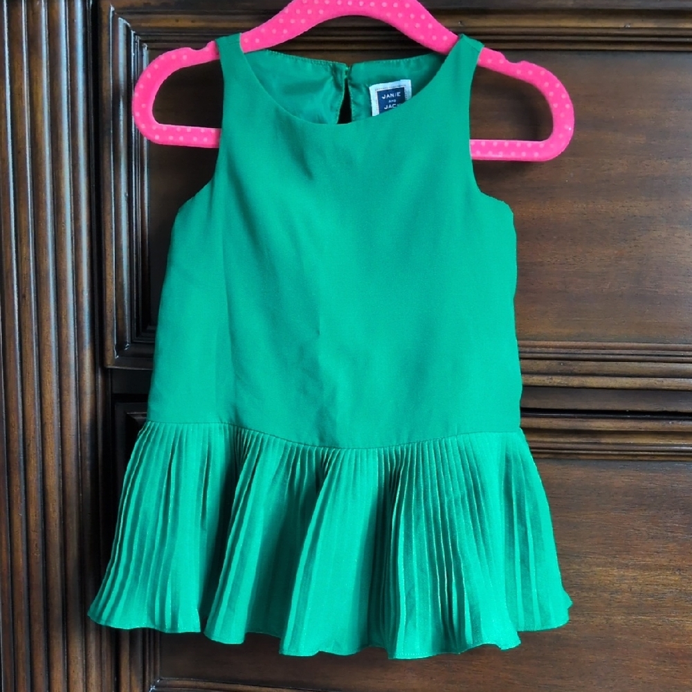 Janie & Jack Green Pleated Dress